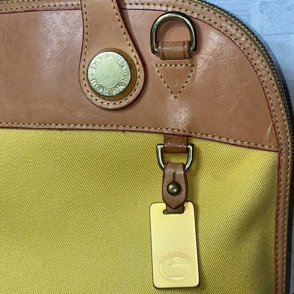 Dooney & Bourke Alma Leather Canvas Satchel Handbag Purse with Removable Strap